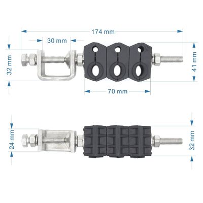 6 Cable Capacity Customized Single hole three way power cable feeder clamp Fiber Optic for 1 Time