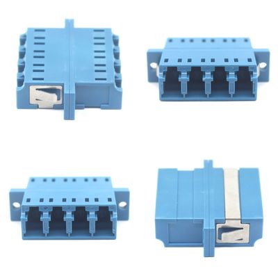 FTTH LC UPC Optical Quadruplex Adapter with Flange Durability 0.2 dB 500 Cycle Passed