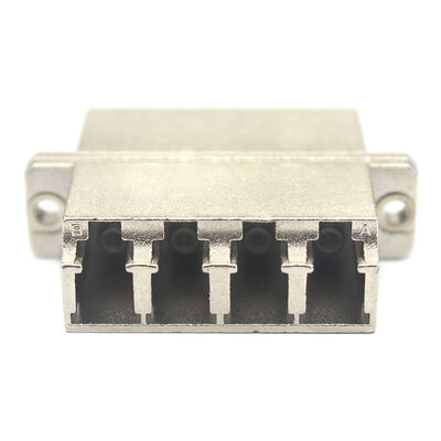 Metal Case LC UPC Quadruplex Fiber Optic Adapter with Flange