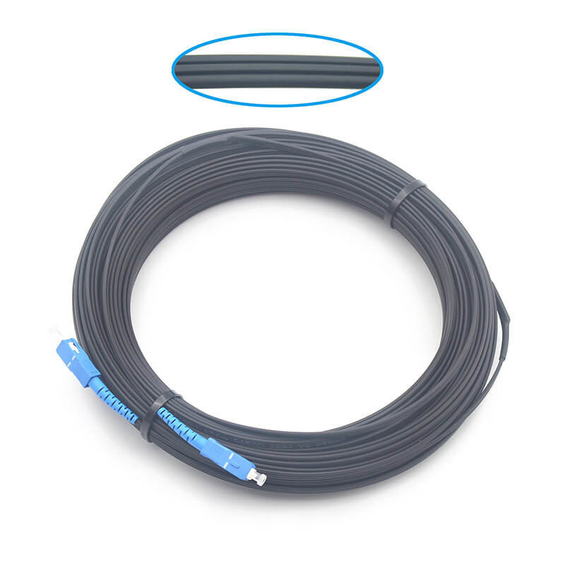 2.0*5.0mm 1FO SC UPC To SC UPC FTTH Flat Drop Patch Cord G675A1 With Black Jacket