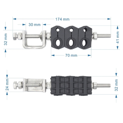 6 Capacidad de cable personalizado agujero único de tres vías de cable de alimentación abrazadera de fibra óptica para 1 vez