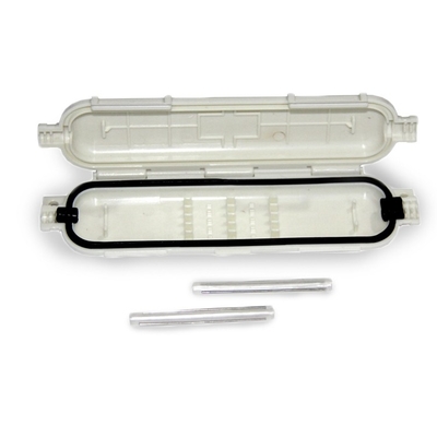 Caja protectora de empalme de cable de fibra óptica blanca y negra con adaptador
