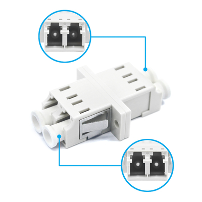 Prueba de carga ≥ 70 N y pérdida de inserción 0,2 dB Adaptador dúplex de fibra óptica LC/PC con brida
