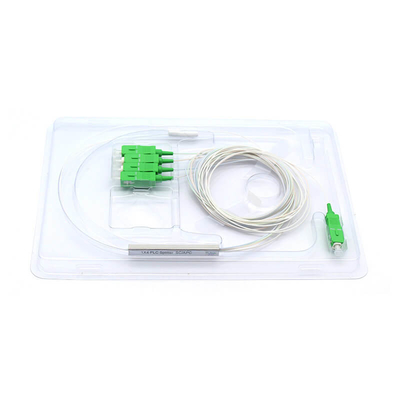 LSZH Fibra óptica 1x4 PLC Splitter Tipo Mini 0.9mm con conector para redes FTTX y PON