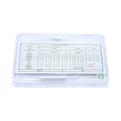 LSZH Fibra óptica 1x4 PLC Splitter Tipo Mini 0.9mm con conector para redes FTTX y PON