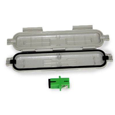 Caja protectora de empalme de cable de fibra óptica blanca y negra con adaptador