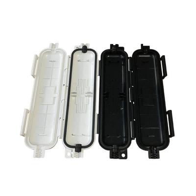 Caja protectora de empalme de cable de fibra óptica blanca y negra con adaptador