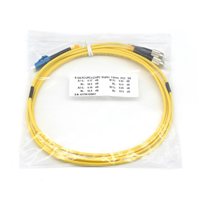 LSZH 3.0mm St Lc Fiber Patch Cable 2.0mm Duplex LC UPC hacia el FC UPC SM