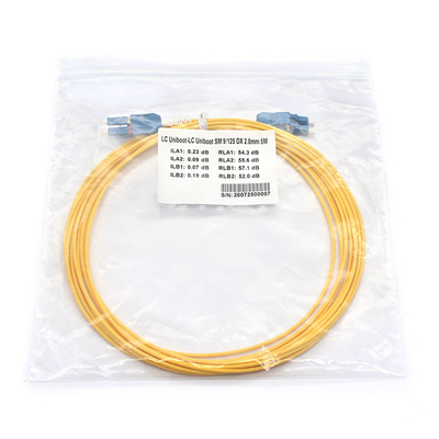 G652D G657A1 DX LC UPC a LC UPC SM Uniboot Cordón de parche de fibra óptica con compatibilidad LC/SC/MPO