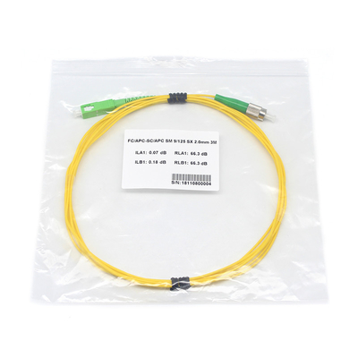 El cable de parche de fibra óptica del APC FC a SC APC SX SM G657a2 2.0MM