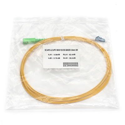 Simplex 9/125μM St Cable de parche de fibra SC APC a LC UPC SM Red de banda ancha de fibra