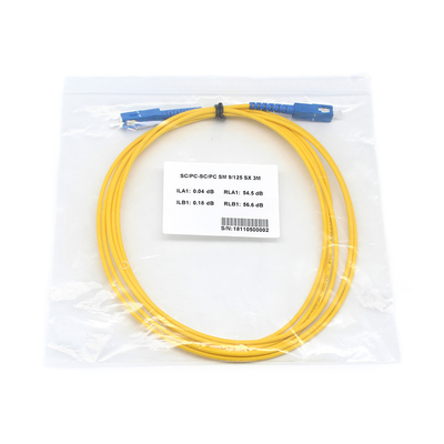 Cordón de parche de fibra óptica simple SC UPC a SC UPC SM PVC interior