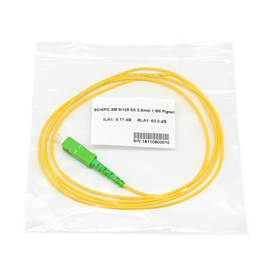 1M 1.5M SC APC Pigtail de fibra óptica G652A1 o A2 para redes de banda ancha de fibra