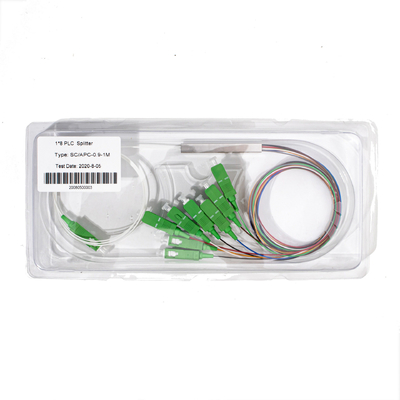 Fibra óptica 1X8 Mini PLC splitter SC APC Conector 0,9 mm, 1M
