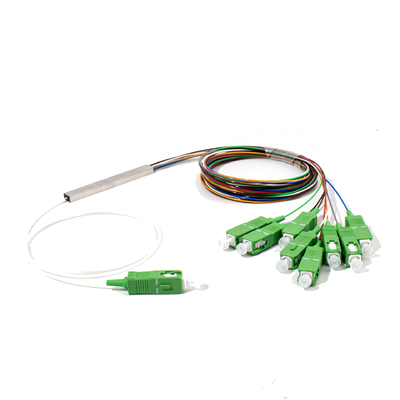 Fibra óptica 1X8 Mini PLC splitter SC APC Conector 0,9 mm, 1M