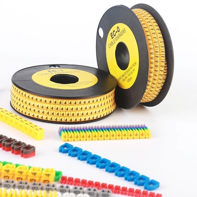 Marcadores de cable de PVC amarillo o negro en 1000 piezas por rollo
