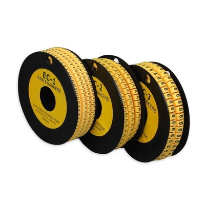 Marcadores de cable de PVC amarillo o negro en 1000 piezas por rollo