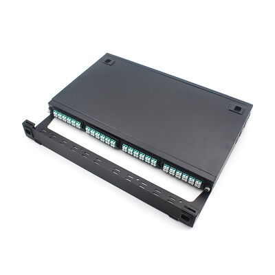 Panel de conexión de fibra MPO-LC de 96 fibras montado en bastidor de 19 pulgadas de altura 1U para centros de datos de alta densidad
